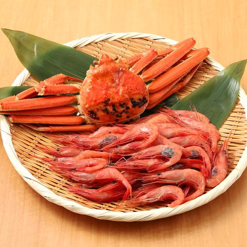 新潟県佐渡島産 浜茹でズワイガニと南蛮エビ（甘えび）