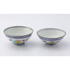 京焼・清水焼　秀峰窯　交趾宝尽し　組飯碗