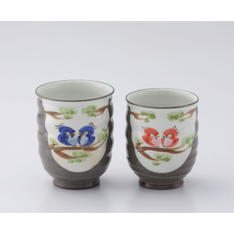 京焼・清水焼　嘉峰窯　粉引ふくろう　組湯呑