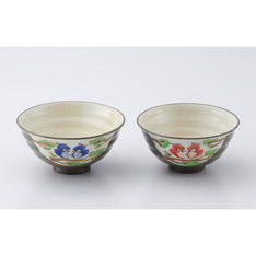 京焼・清水焼　嘉峰窯　粉引ふくろう　組飯碗