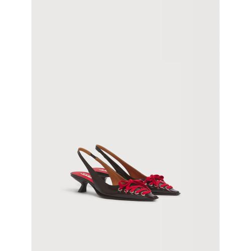KITTEN HEEL LACE UP SLINGBACK パンプス