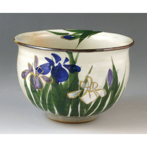 京焼・清水焼 山川巌（二代）作 仁清写 菊之絵 茶碗 茶道具 山川