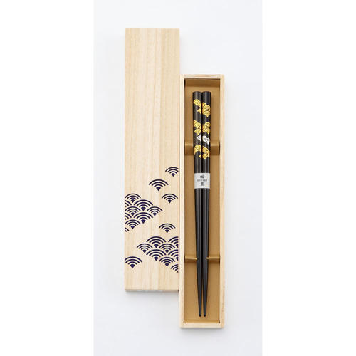 塗箸 波の花 黒