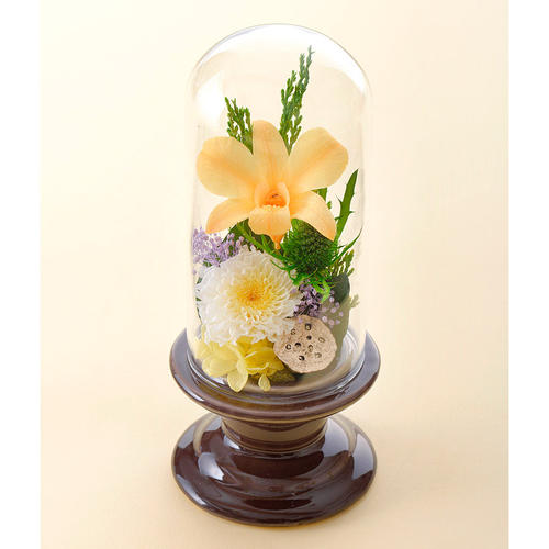 仏花 鼓オレンジ(茶色花器)
