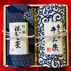 静岡茶　藍染め和貼缶ギフト