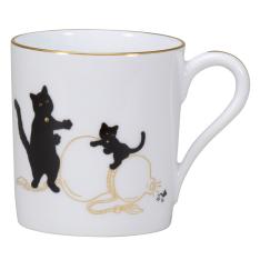 「黒猫親子」-縁起物語-マグ　「瓢箪から駒」
