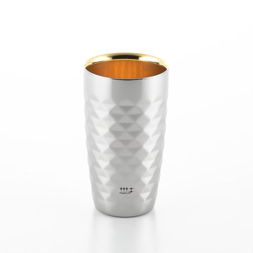 2重ビアタンブラー　370ml（ダイヤモンドカット／内面金メッキ仕上げ）