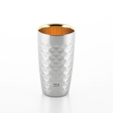 2重ビアタンブラー　370ml（ダイヤモンドカット／内面金メッキ仕上げ）