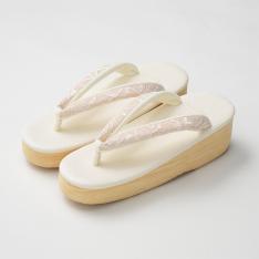 レース鼻緒草履　シャンパンベージュ　S→L