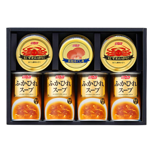 〈ニッスイ〉ふかひれスープ・かに・貝柱缶詰詰合せ