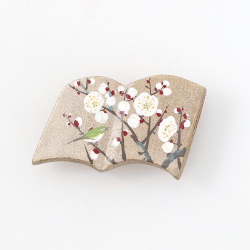 ＜絵付けこあん＞帯留（一月　梅とうぐいす）