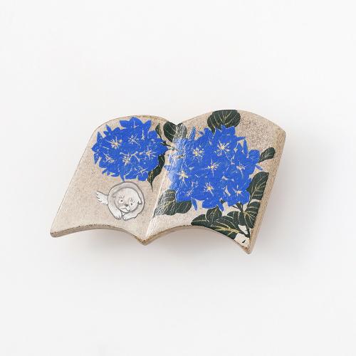 ＜絵付けこあん＞帯留（六月　あじさいと子犬）