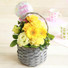 生花アレンジ Happy BirthdayイエローS