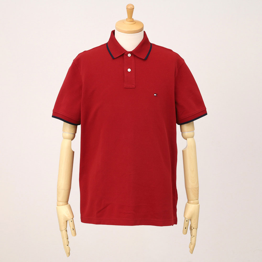 【父の日】半袖ポロシャツ アンダーカラー レッド S→XL