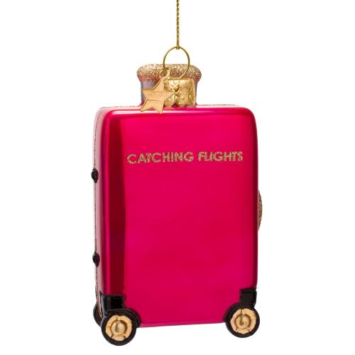 <VONDELS>ガラス製オーナメント raspberry pinkcatching flight suitcase