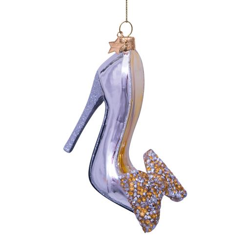 <VONDELS>ガラス製オーナメント silver high heel w/bow