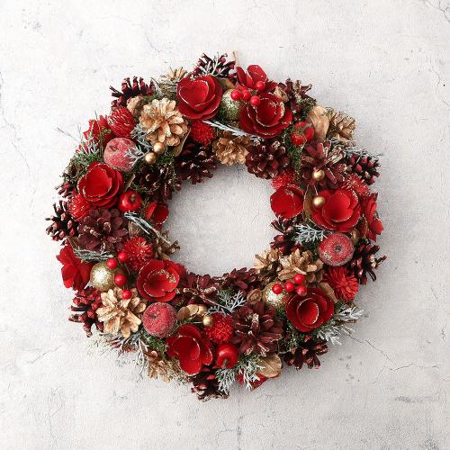 リース フラワーパインコーン(レッド)