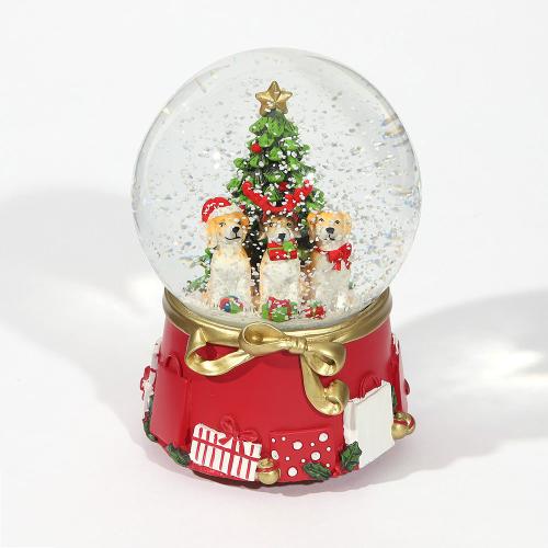 スノーグローブ ツリー&ドッグ オルゴール付