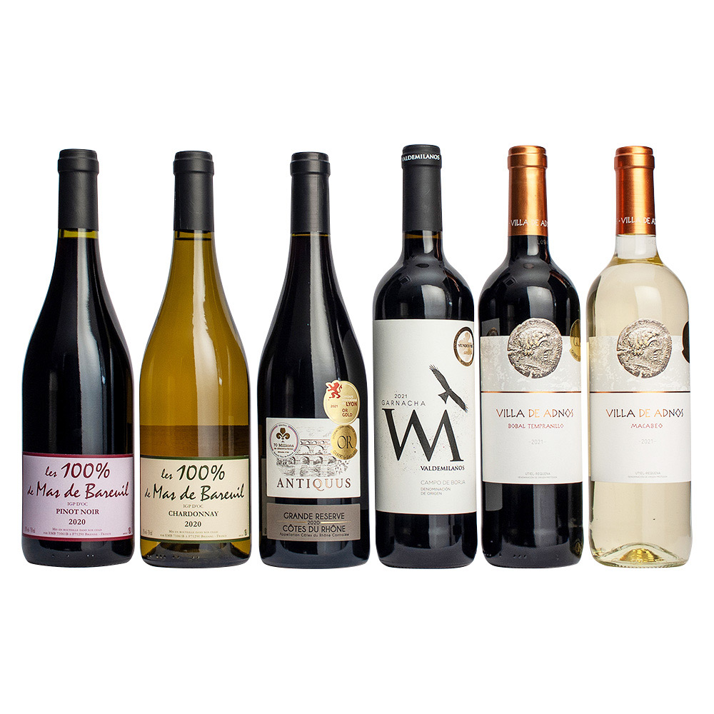 フランス・スペイン赤白 金賞受賞ワイン飲み比べ6本セット