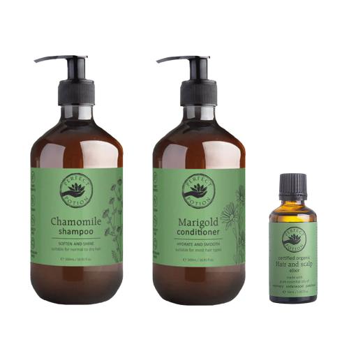 【数量限定】パーフェクトポーション おうちでスパ気分 ハーバルヘアケア ハッピーバッグ （カモミールシャンプー＋マリーゴールドコンディショナー）