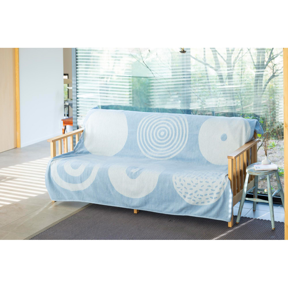 ライトシュニールコットン シングルブランケット キャンディ セレスティアルブルー