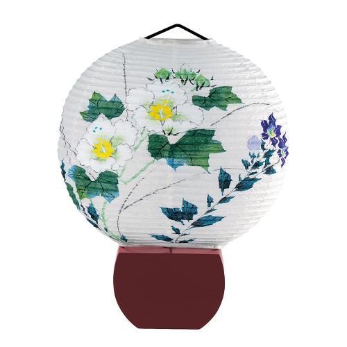 創作行灯 楮和紙張 円想（芙蓉に桔梗）