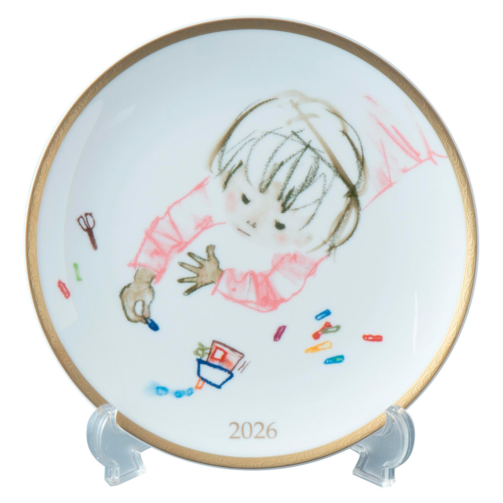 いわさきちひろ 2026年 イヤーズプレート 21cm「絵をかく女の子」