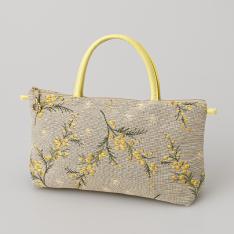 ゴブランポーチバッグ（ミモザグレー×黄）