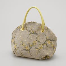 ゴブランハーフムーンバッグ（ミモザグレー×黄）