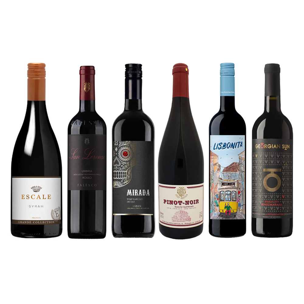 ヨーロッパの代表的な6カ国を赤ワインで巡る6本セット