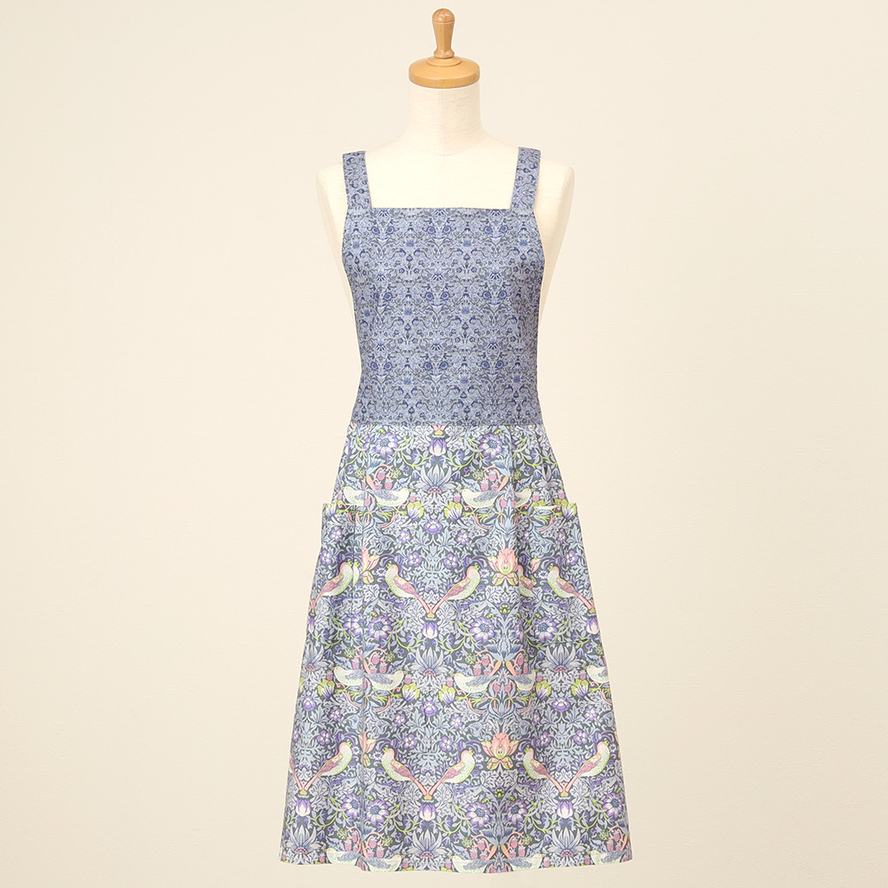 ＜V＆A＞いちご泥棒 片ボーダー エプロン