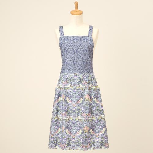 ＜V＆A＞いちご泥棒 片ボーダー エプロン