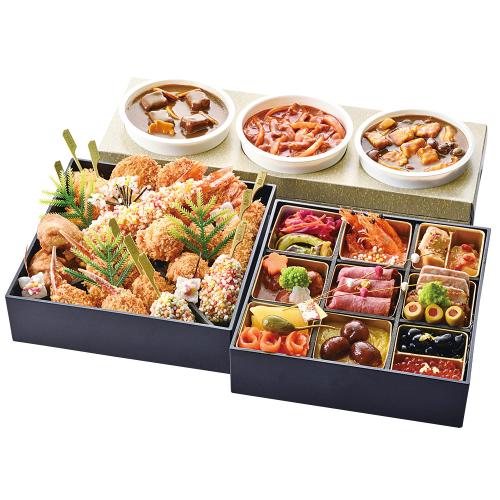 二段重＋カレー（ビーフ・イベリコ豚ときのこ）・ハヤシ（W421）＜関西・岡山・鳥取・島根地域お届け＞384216