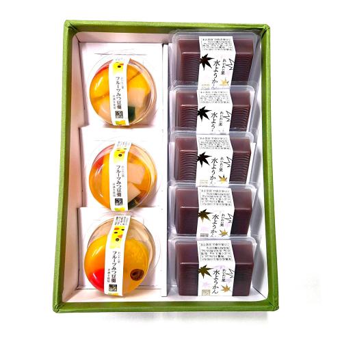 ＜れいれい果＞フルーツみつ豆羹3個・水ようかん5個 詰合せ（計8個入）