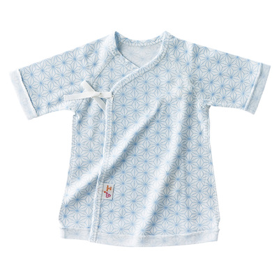 【よりどり】短肌着 麻の葉 50～60cm　サックス