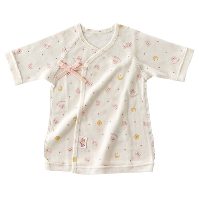 【よりどり】短肌着 くまクッキー 50～60cm　ピンク