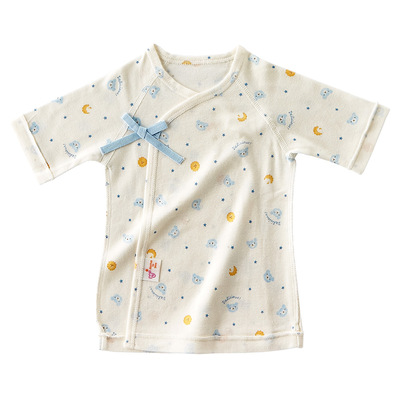 【よりどり】短肌着 くまクッキー 50～60cm　サックス