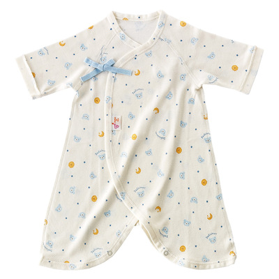 【よりどり】コンビ肌着 くまクッキー 50～60cm　サックス