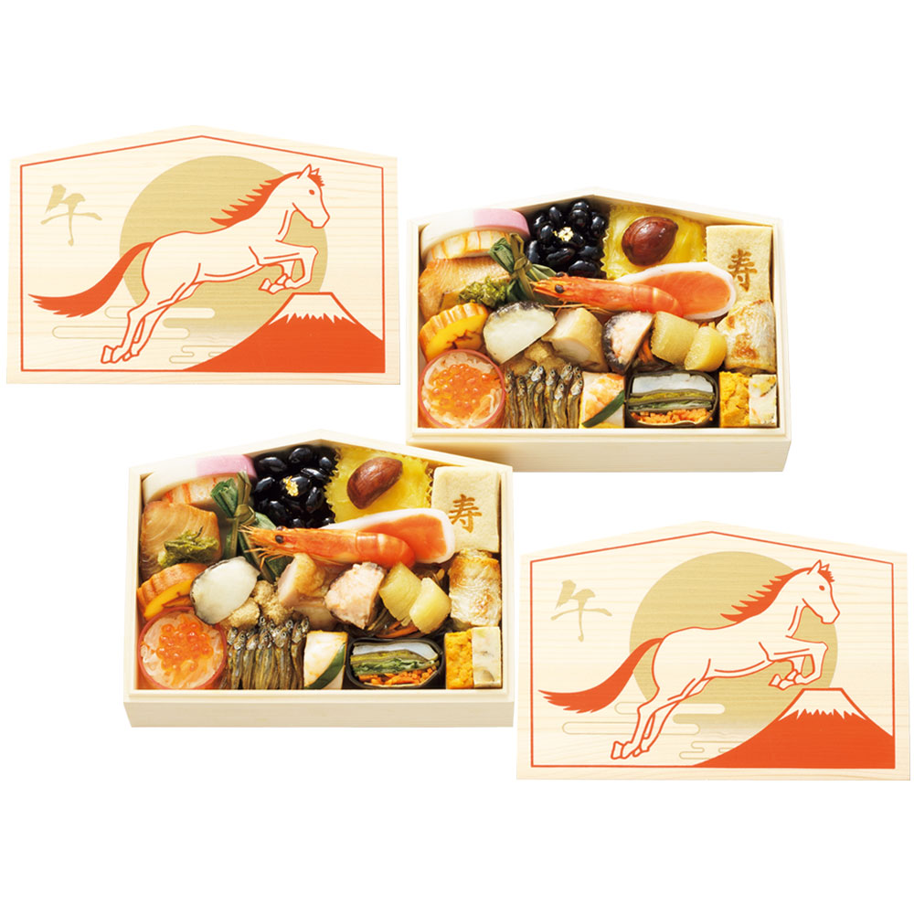 おせち料理 祝い膳「双葉」絵馬型 二客組