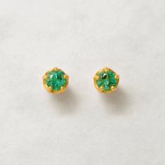 [セカンドピアス]K18 エメラルドピアス