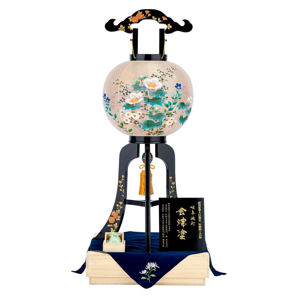 大内行灯 二重張 本金蒔絵11号 会津塗（芙蓉）