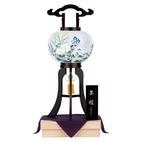 大内行灯 二重張 黒檀10号（芙蓉に桔梗）