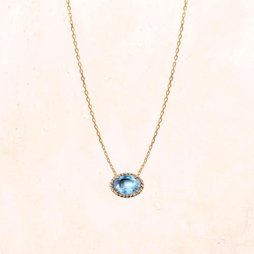 K10オーバルパレットネックレス (アクアマリン)