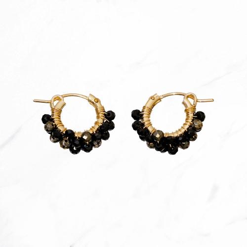 ブラックスピネルミスティー 巻フープピアス
