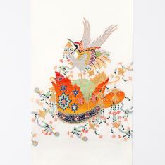 袋帯「千代能冠錦」白（未仕立て品）