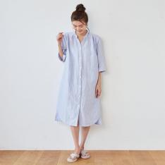 アデル　ガーゼシャツワンピース　ブルー　M→L