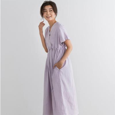 新品未使用cococi beauty Aラインワンピース ルームウェア ネイビー ココチビューティー(cococi beauty) パジャマ・ルームウェア の