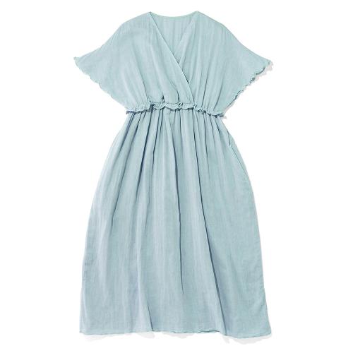 Newシャルロット ガーゼカシュクールワンピース グリーン M→L