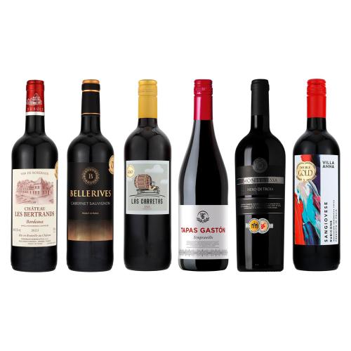 フランス・イタリア・スペイン各2本 金賞受賞赤ワイン飲み比べ6本セット