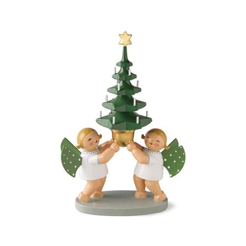 木製人形〜天使のペアとクリスマスツリー〜